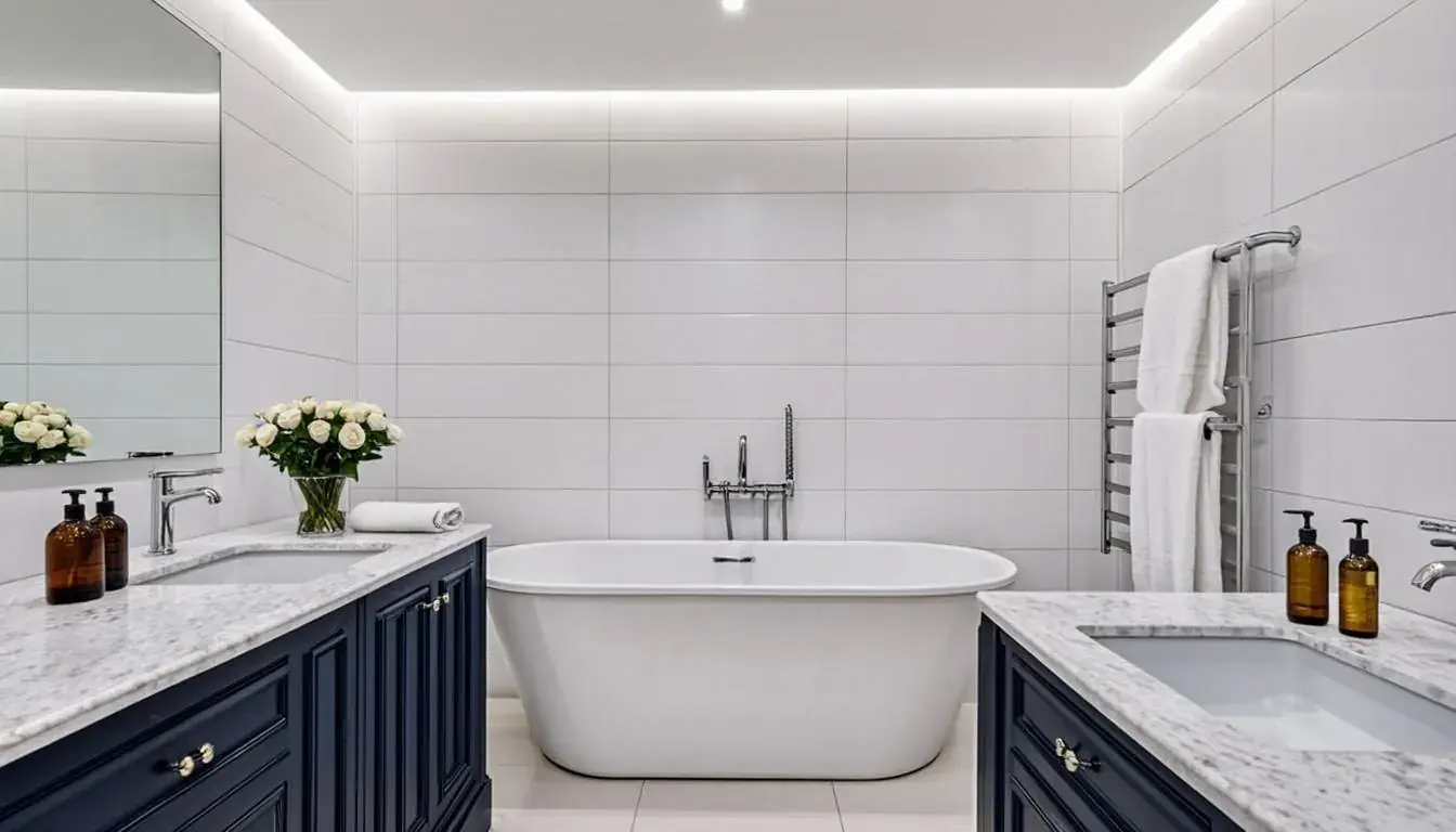 Completed bathroom with new plumbing fixtures in the Tsawwassen Delta home